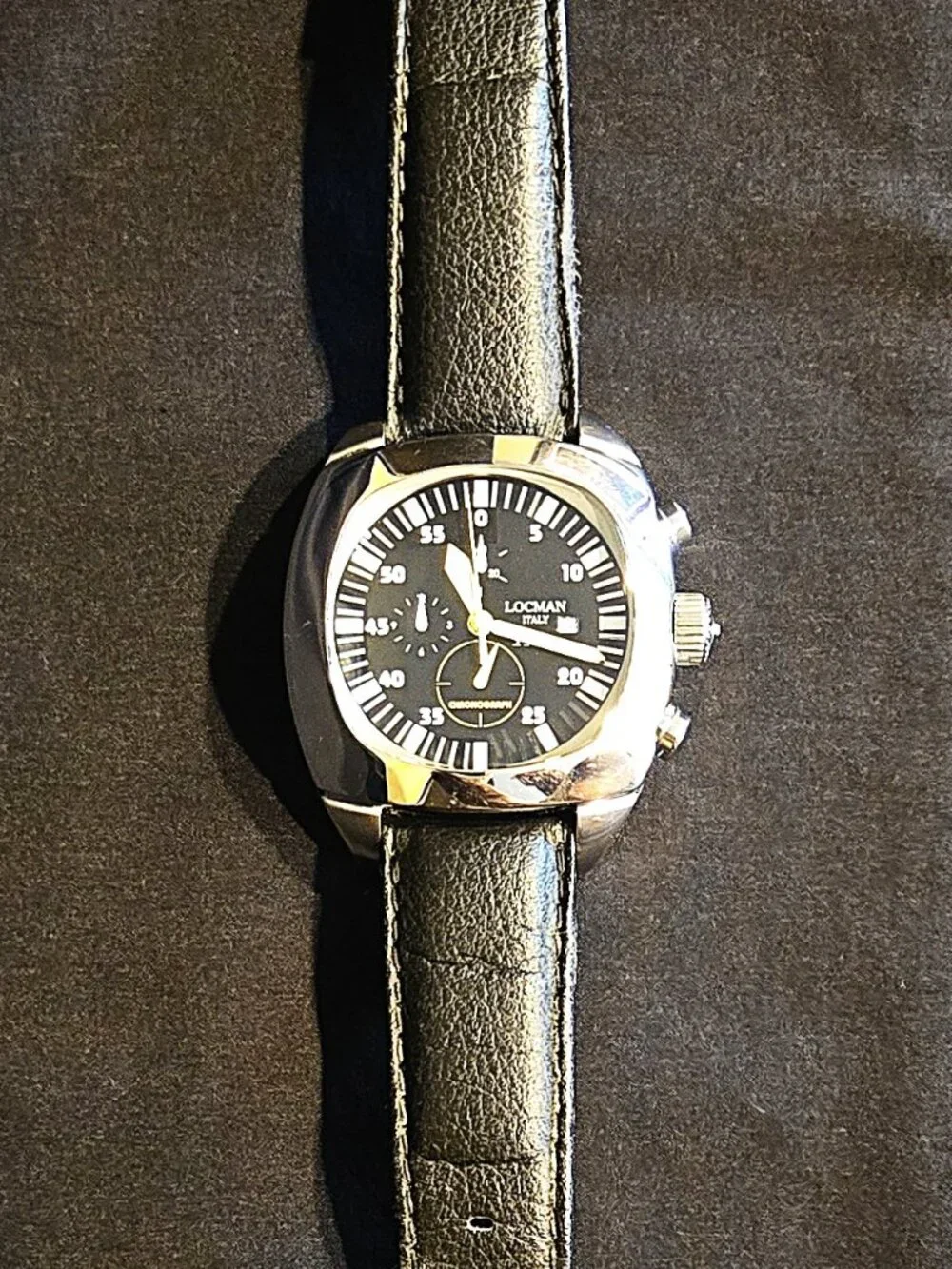 LOCMAN Italy Men’s Chronograph Watch – Black Leather Strap – Excellent Condition